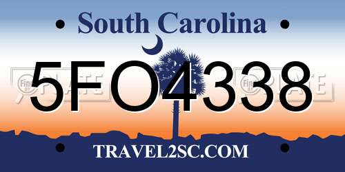 5FO4338 South Carolina License Plate