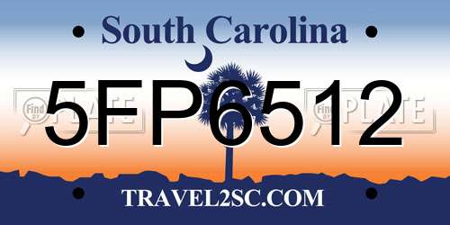 5FP6512 South Carolina License Plate