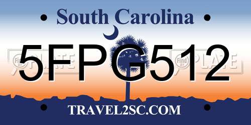 5FPG512 South Carolina License Plate
