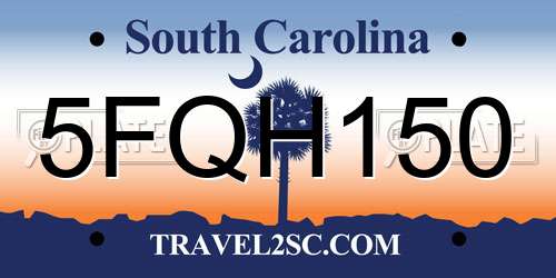 5FQH150 South Carolina License Plate