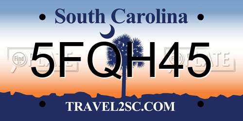 5FQH45 South Carolina License Plate