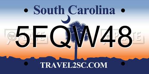 5FQW48 South Carolina License Plate