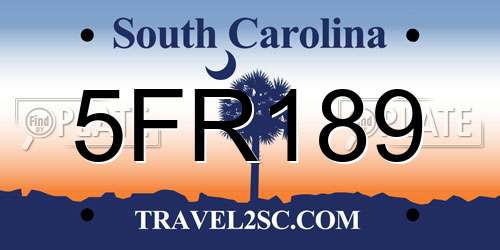 5FR189 South Carolina License Plate
