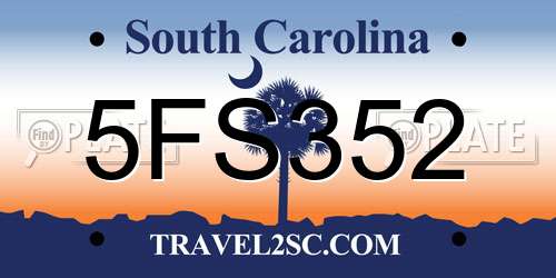 5FS352 South Carolina License Plate