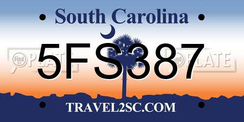 5FS387 South Carolina License Plate