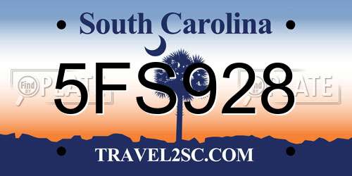 5FS928 South Carolina License Plate