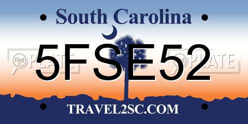 5FSE52 South Carolina License Plate