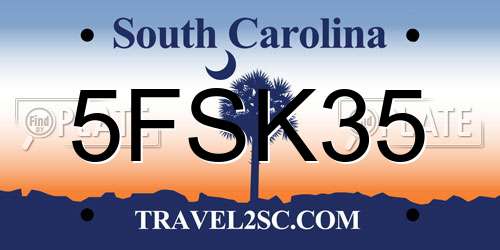 5FSK35 South Carolina License Plate