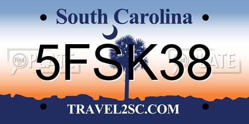 5FSK38 South Carolina License Plate