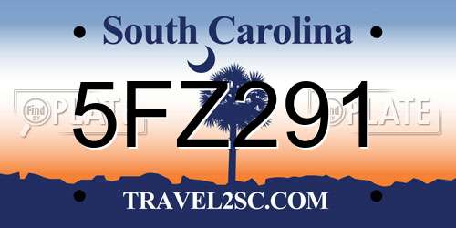 5FZ291 South Carolina License Plate