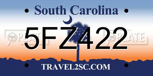5FZ422 South Carolina License Plate