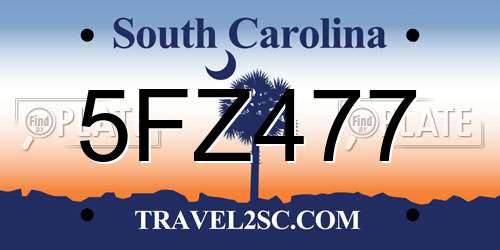 5FZ477 South Carolina License Plate