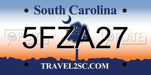 5FZA27 South Carolina License Plate