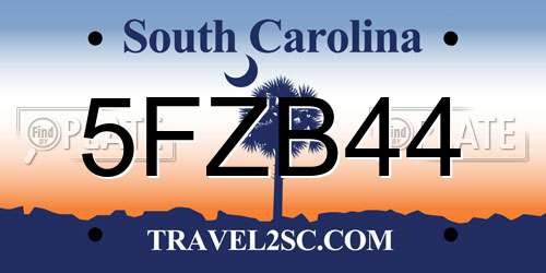 5FZB44 South Carolina License Plate