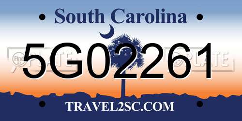 5G02261 South Carolina License Plate