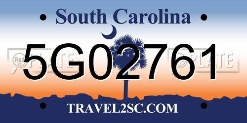 5G02761 South Carolina License Plate