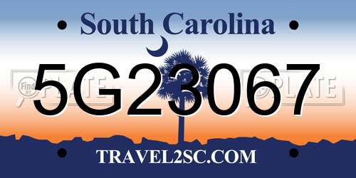 5G23067 South Carolina License Plate