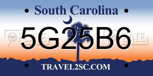 5G25B6 South Carolina License Plate