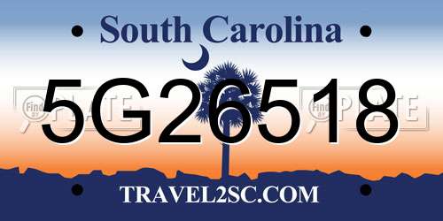 5G26518 South Carolina License Plate