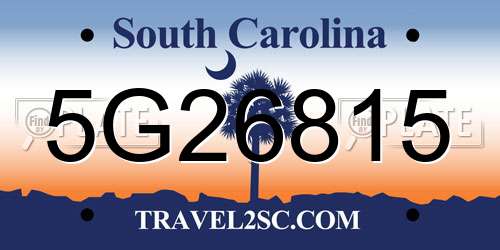 5G26815 South Carolina License Plate