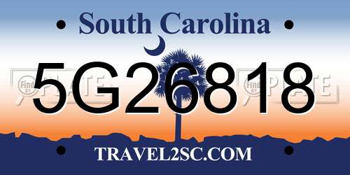 5G26818 South Carolina License Plate