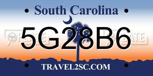 5G28B6 South Carolina License Plate