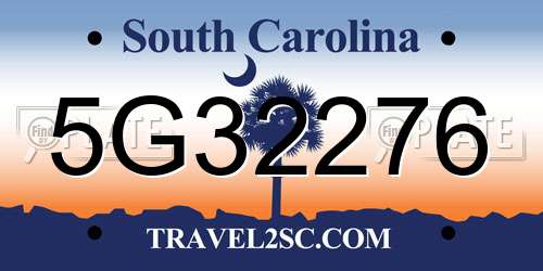 5G32276 South Carolina License Plate