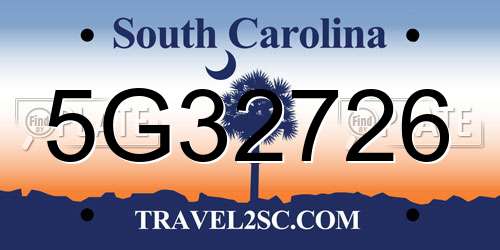 5G32726 South Carolina License Plate