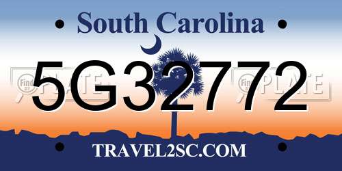 5G32772 South Carolina License Plate