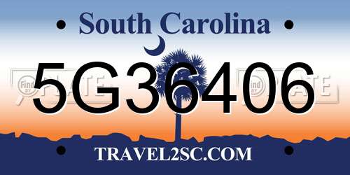 5G36406 South Carolina License Plate