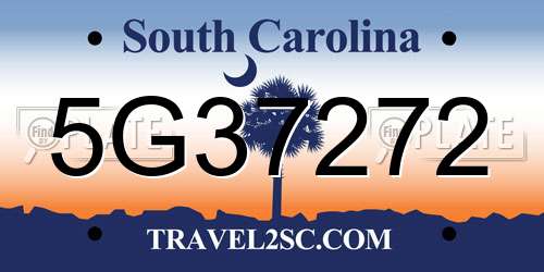 5G37272 South Carolina License Plate