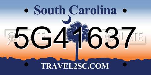 5G41637 South Carolina License Plate