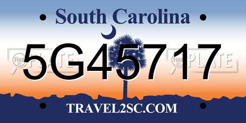 5G45717 South Carolina License Plate