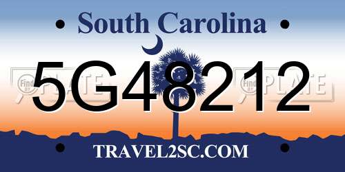 5G48212 South Carolina License Plate
