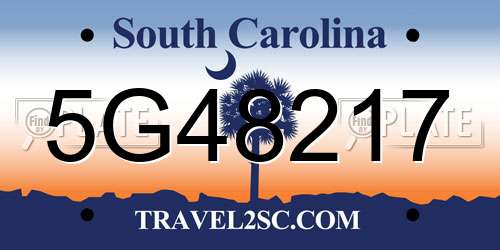 5G48217 South Carolina License Plate