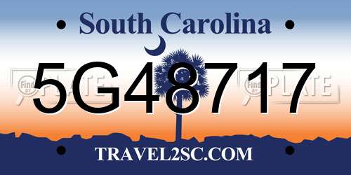 5G48717 South Carolina License Plate