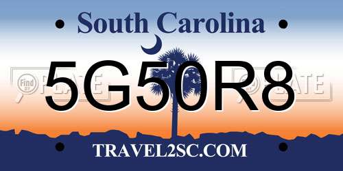 5G50R8 South Carolina License Plate