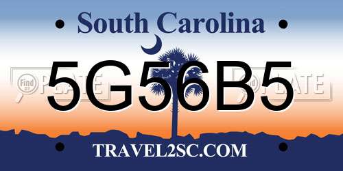 5G56B5 South Carolina License Plate