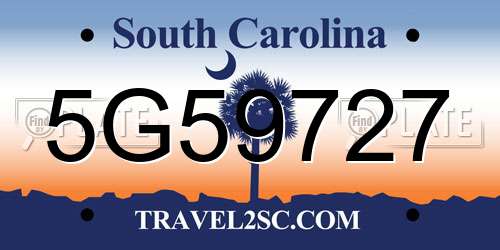 5G59727 South Carolina License Plate