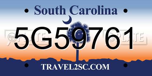 5G59761 South Carolina License Plate