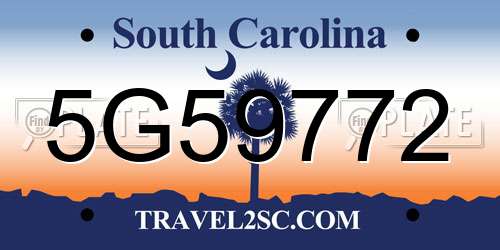5G59772 South Carolina License Plate