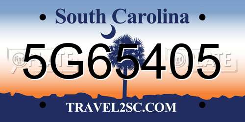 5G65405 South Carolina License Plate