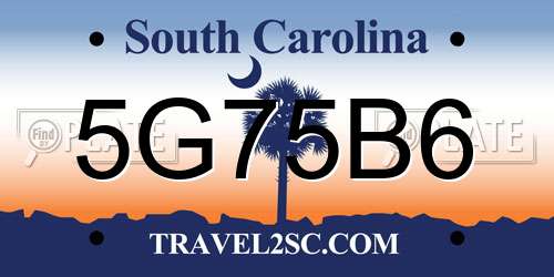 5G75B6 South Carolina License Plate