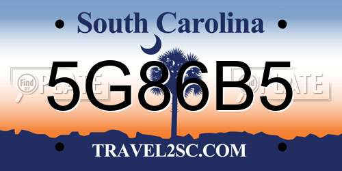 5G86B5 South Carolina License Plate