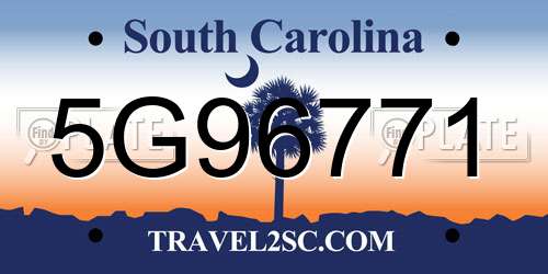 5G96771 South Carolina License Plate
