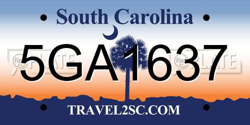 5GA1637 South Carolina License Plate