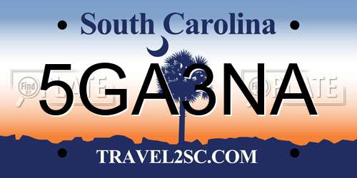 5GA3NA South Carolina License Plate