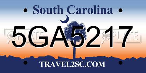 5GA5217 South Carolina License Plate