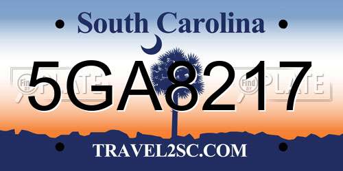 5GA8217 South Carolina License Plate