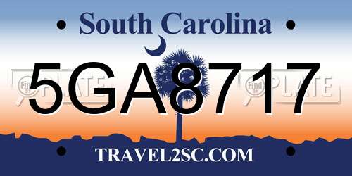 5GA8717 South Carolina License Plate